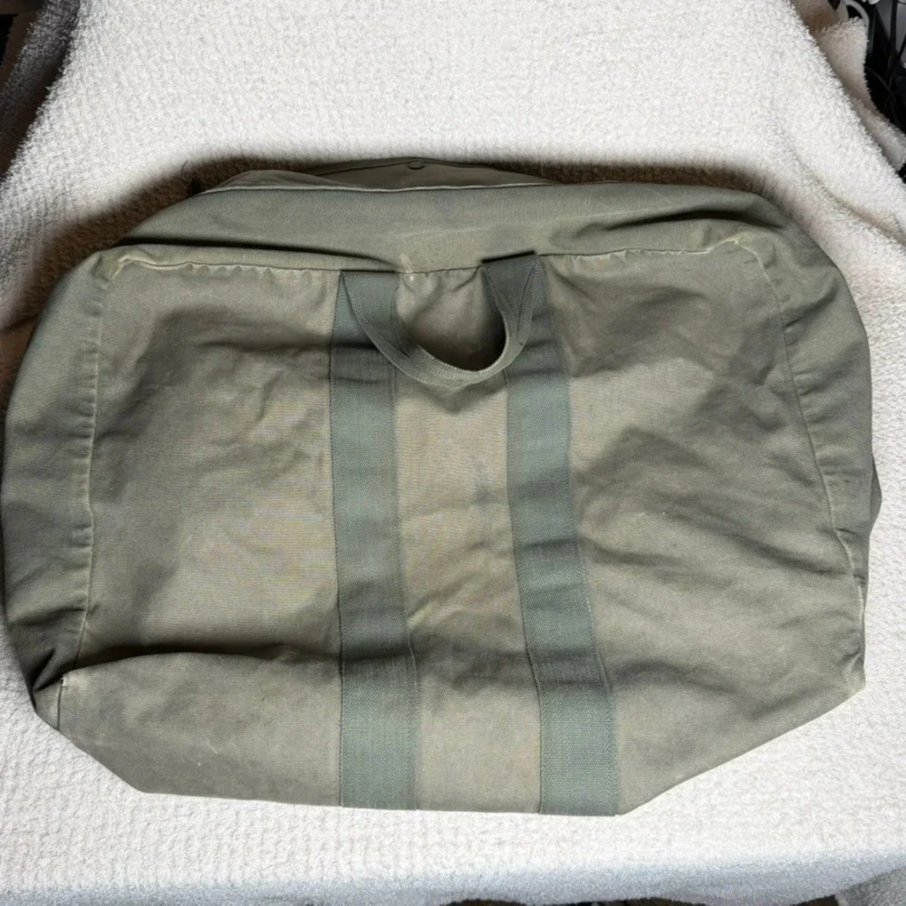 Vintage 1973 US Military Kit Bag Flyers Olive Drab Canvas Duffel 1970s Surplus